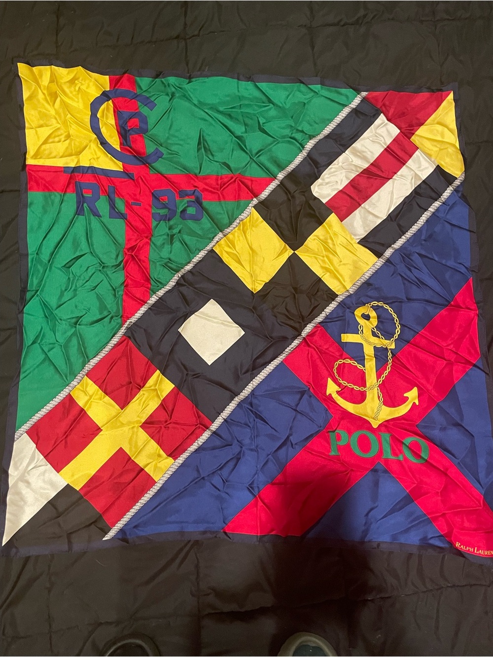 Polo by Ralph Lauren Nautical Multicolor Flag Throw with Anchor Motif